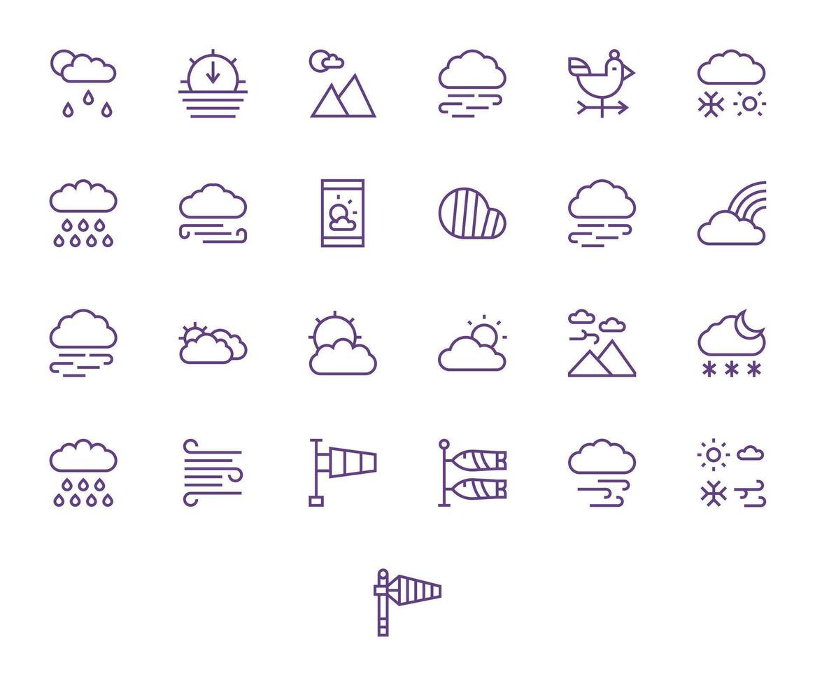 25 Regular Line Pixel Optimized Icons crafted for Forecast Icon 64x64 applications vector