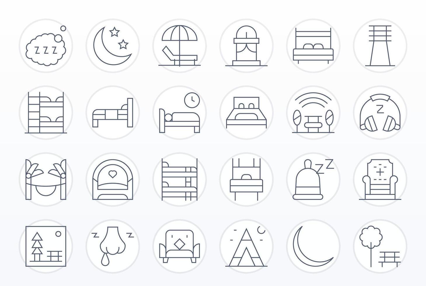 24 Pixel Optimized 128x128 Icons for Rest in elegant Thin Line design vector