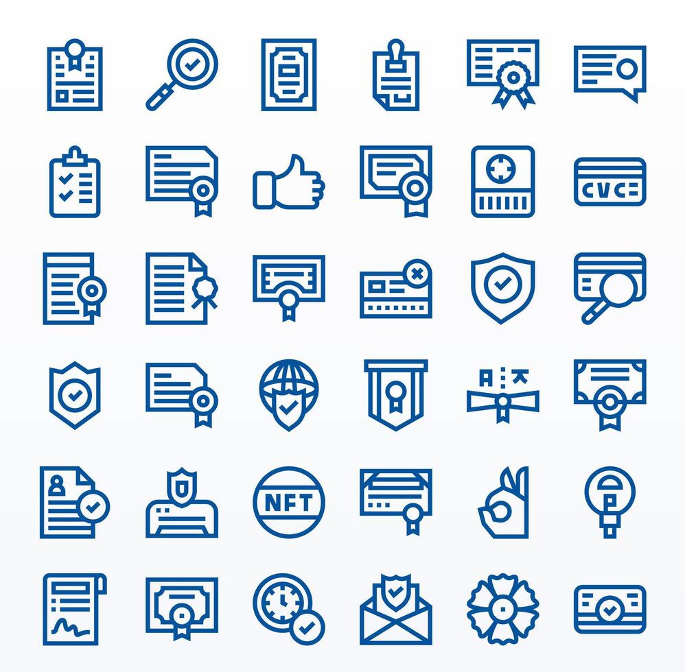 36 Bold Line Icons for Validation in crisp 256x256 Display Perfect resolution vector