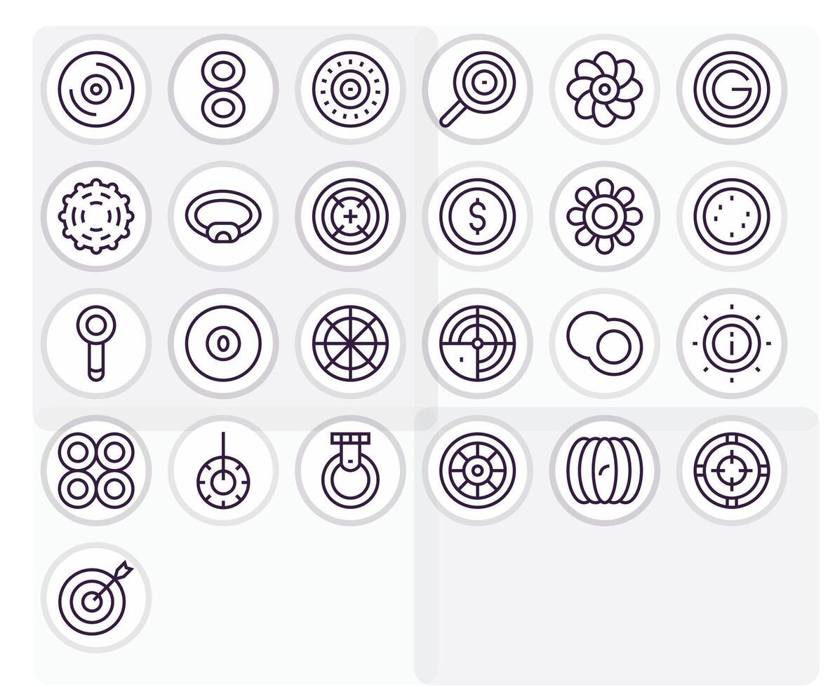 25 256x256 Grid Fitted Icons for Concentric in Regular Line Theme vector