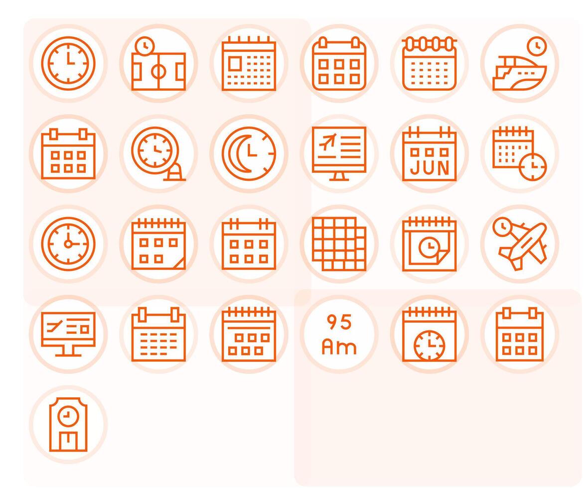 Timetable Professional Set with 25 Regular Line Editable High Resolution Icons vector