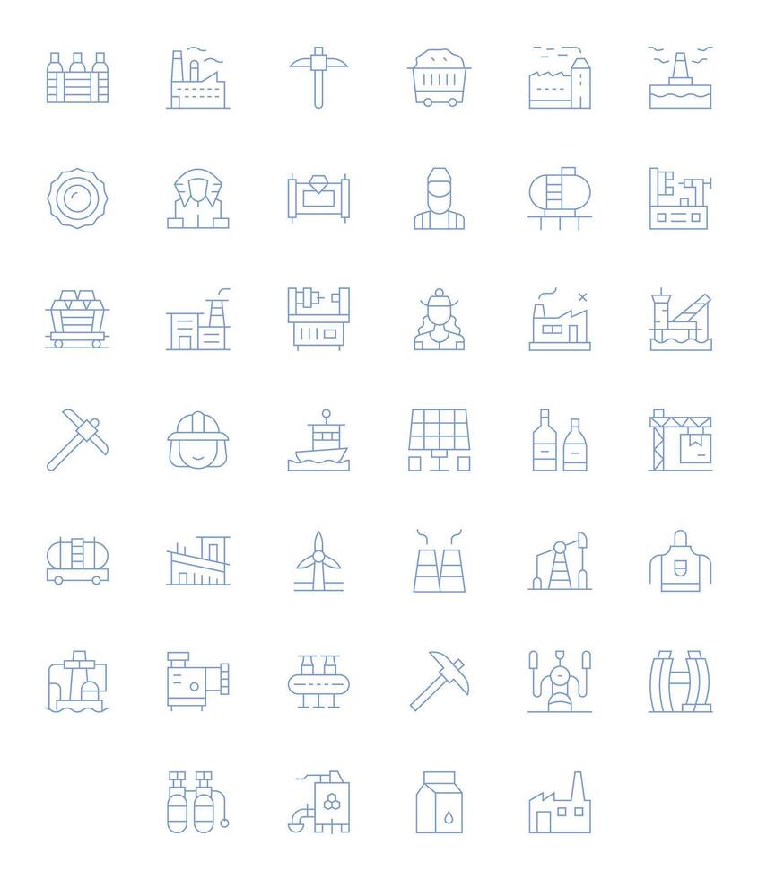 40 Thin Line Icons designed for Industry in High Resolution Pixel Aligned format vector