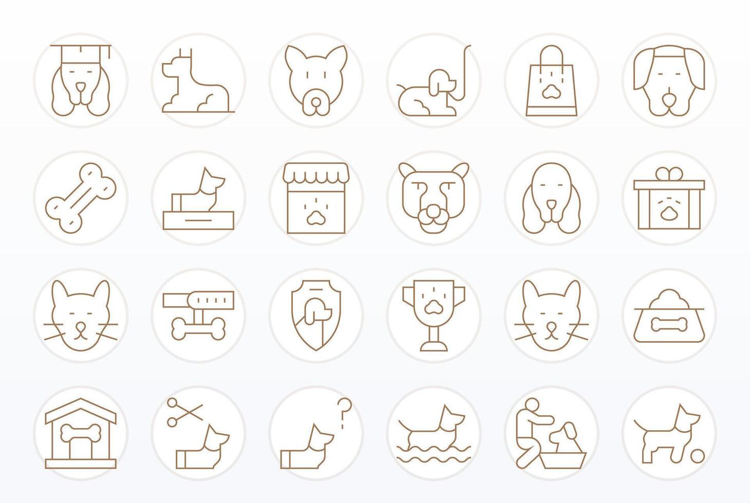 24 64x64 Icons for Canine in Pixel Optimized Thin Line Format vector