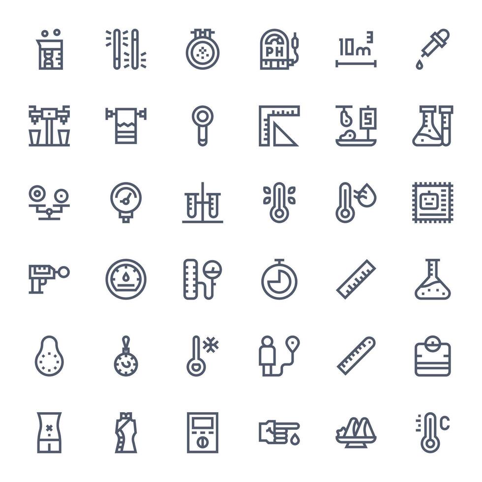 36 128x128 Bold Line Icons optimized for Measurement Display Perfect display vector