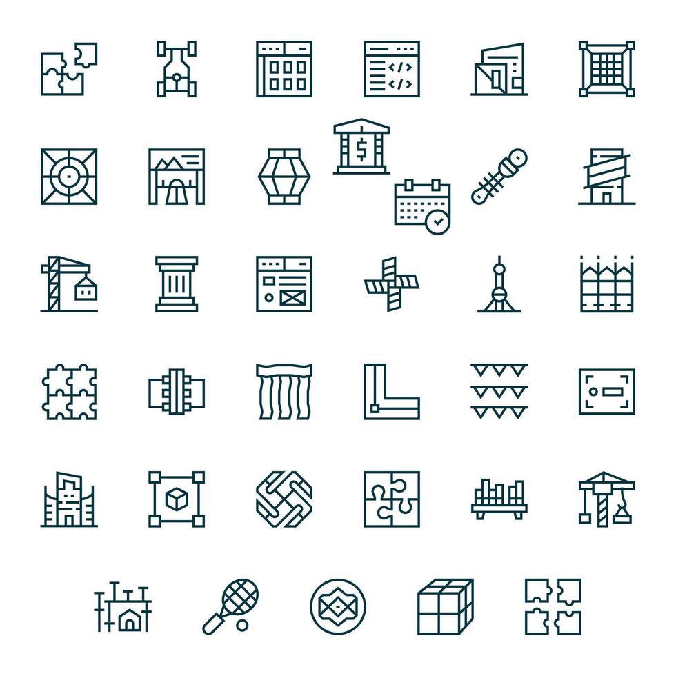 35 Regular Line Icons designed for Framework in High Resolution Detail Enhanced format vector