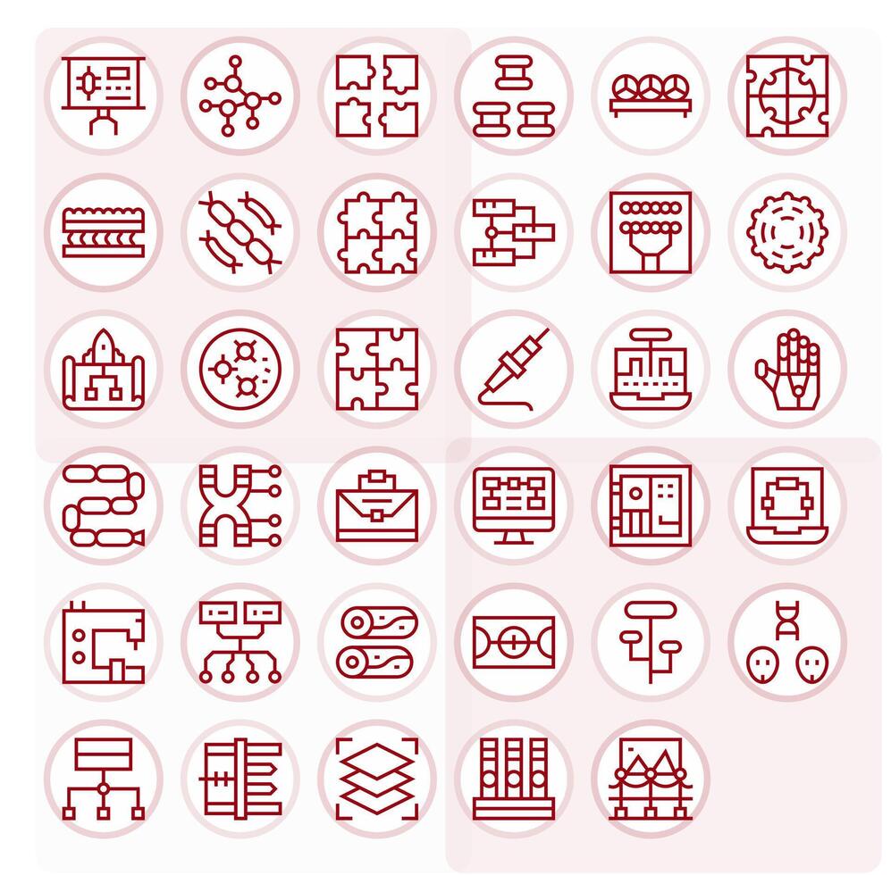 Regular Line Pixel Aligned Icons from Components Set with 35 Retina Ready Icons vector