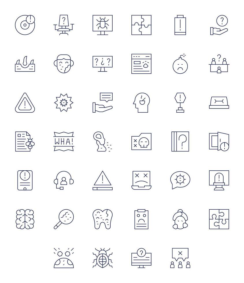 Problem Premium Bundle with 40 High Resolution Pixel Aligned Thin Line Icons vector
