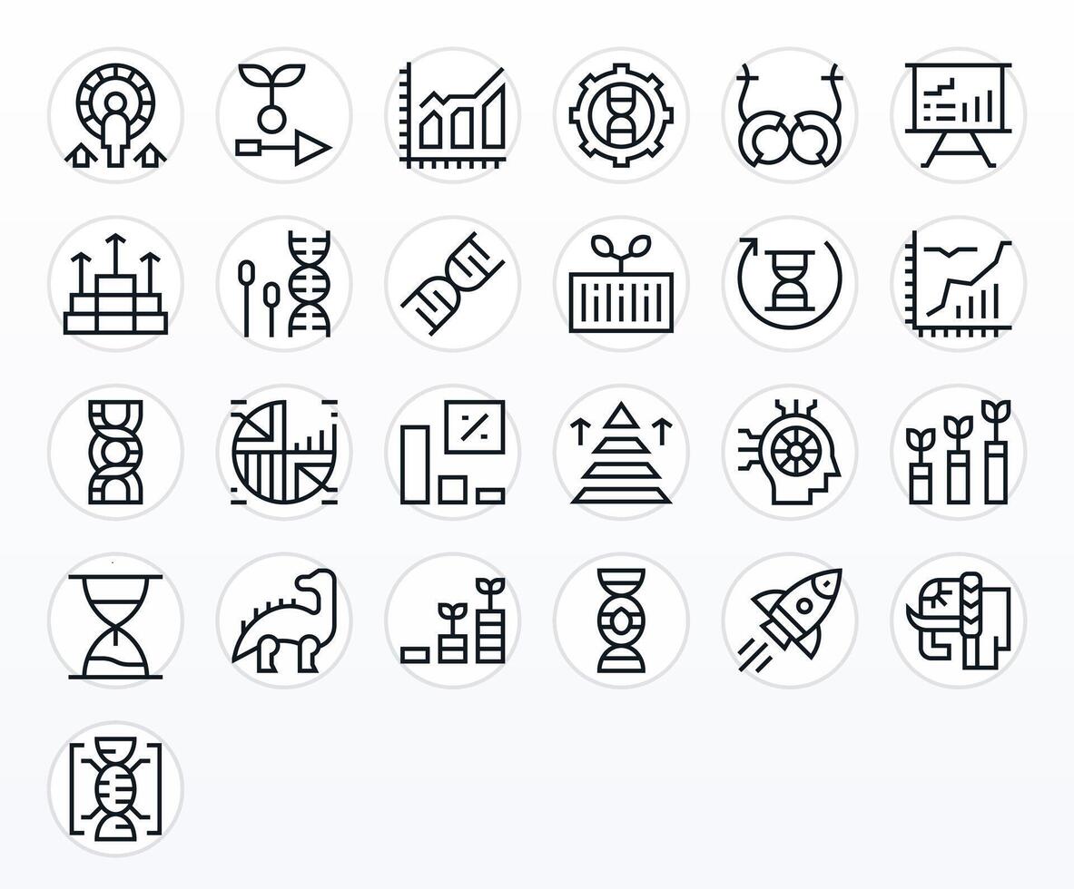 25 editable íconos temática alrededor evolución en alto resolución regular línea formato vector