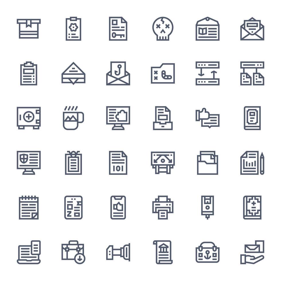 File Display Perfect Set with 36 High Resolution Bold Line Icons vector