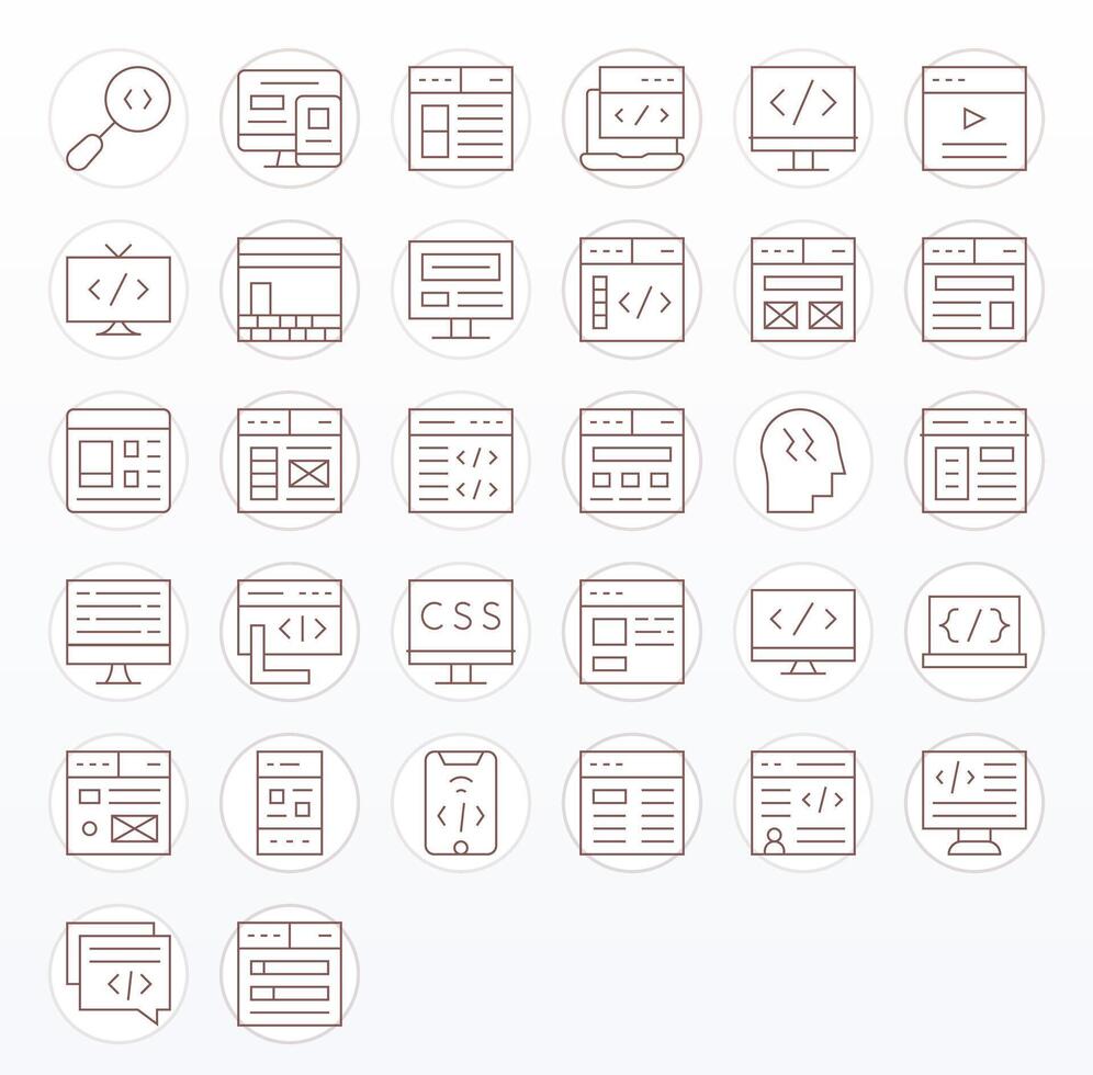 32 Thin Line Detail Enhanced Icons for Html Graphics vector