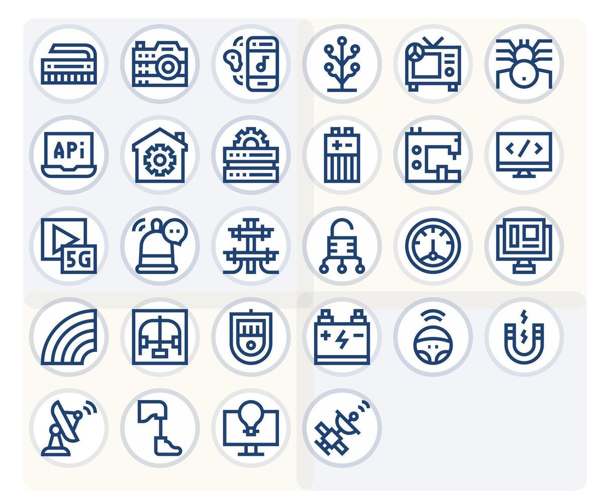 Technology Graphics featuring 28 Bold Line Pixel Aligned High Resolution Designs vector