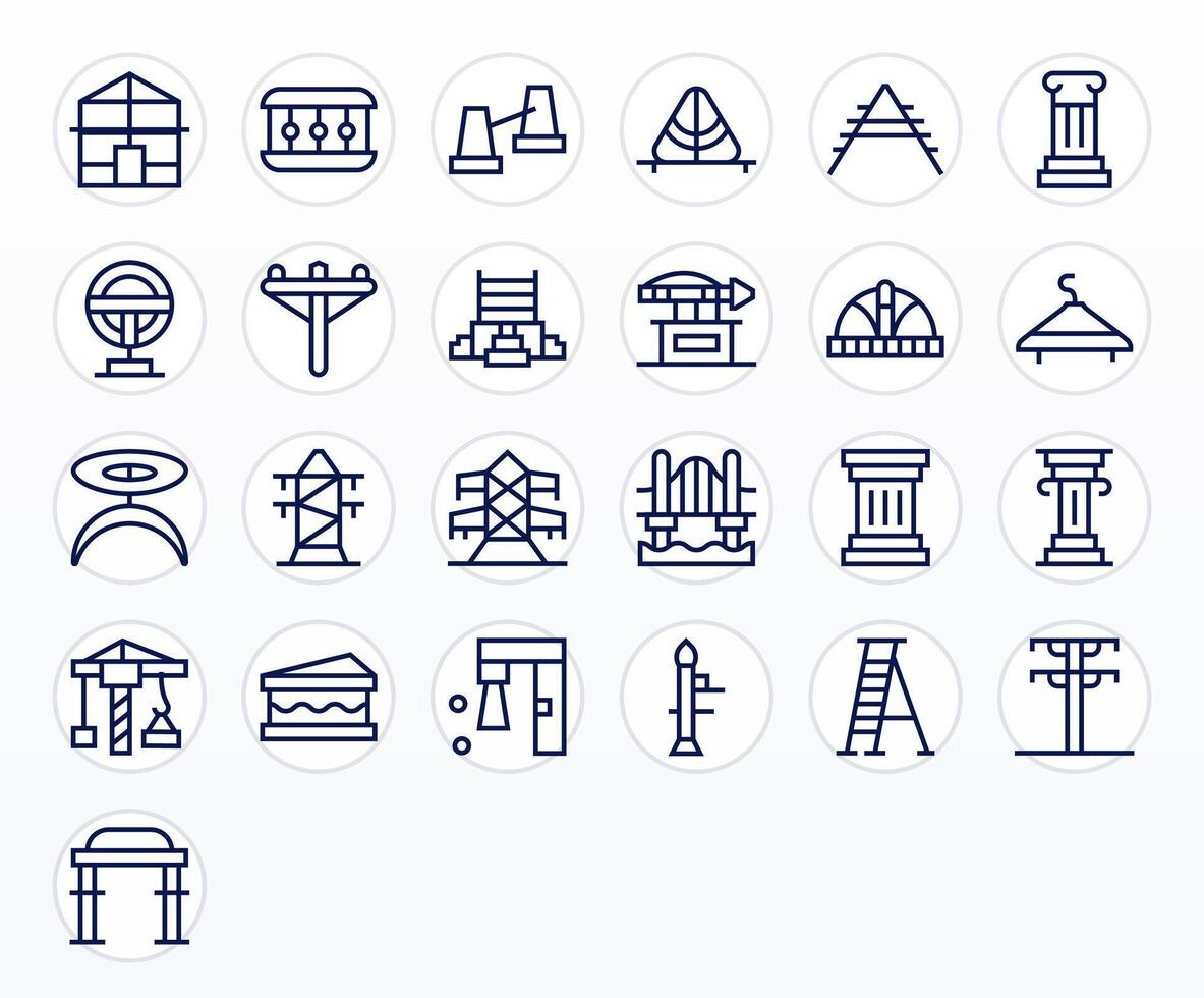 25 Regular Line Icons designed for Support Structure in Retina Ready Pixel Aligned format vector