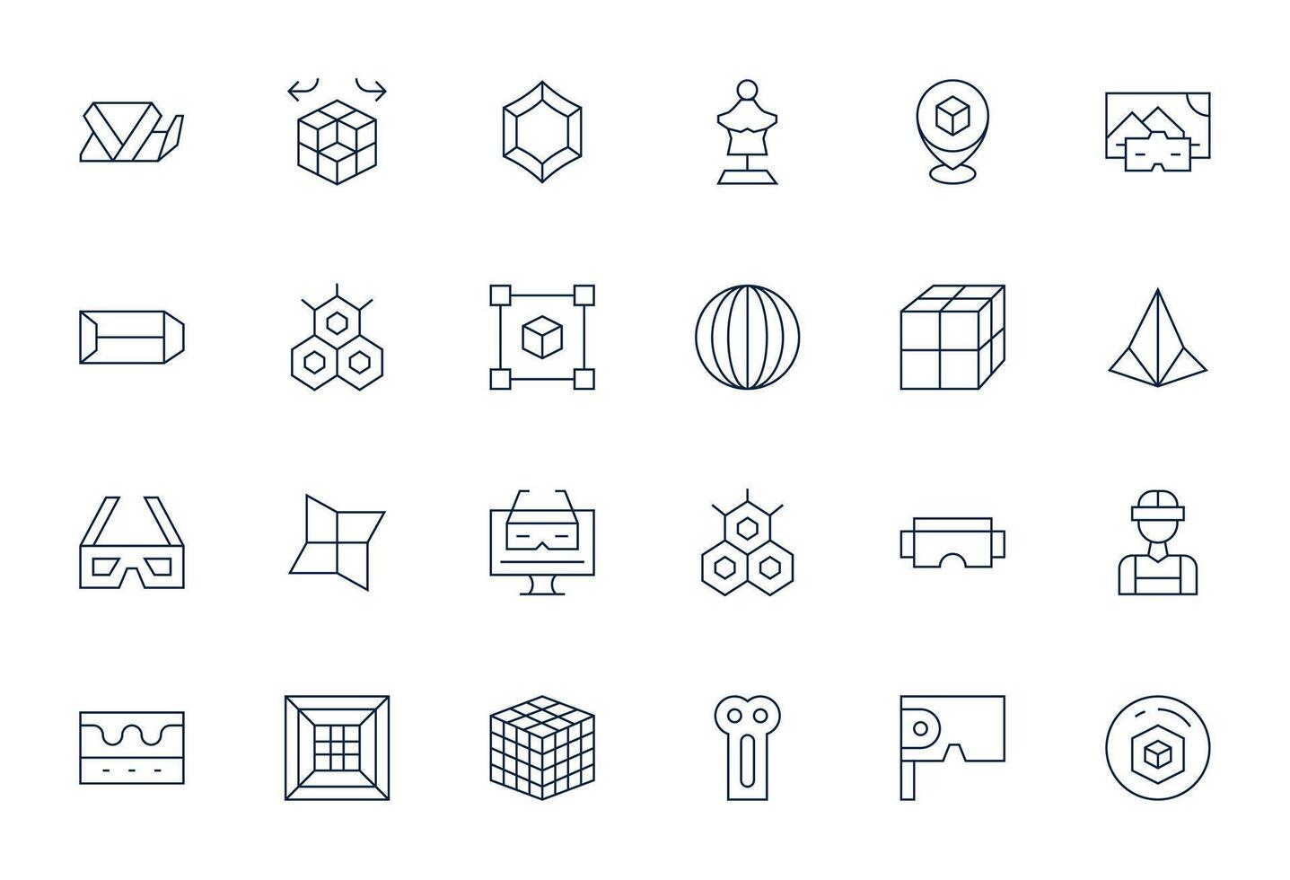 24 Editable Thin Line Icons designed for 3D Interface vector