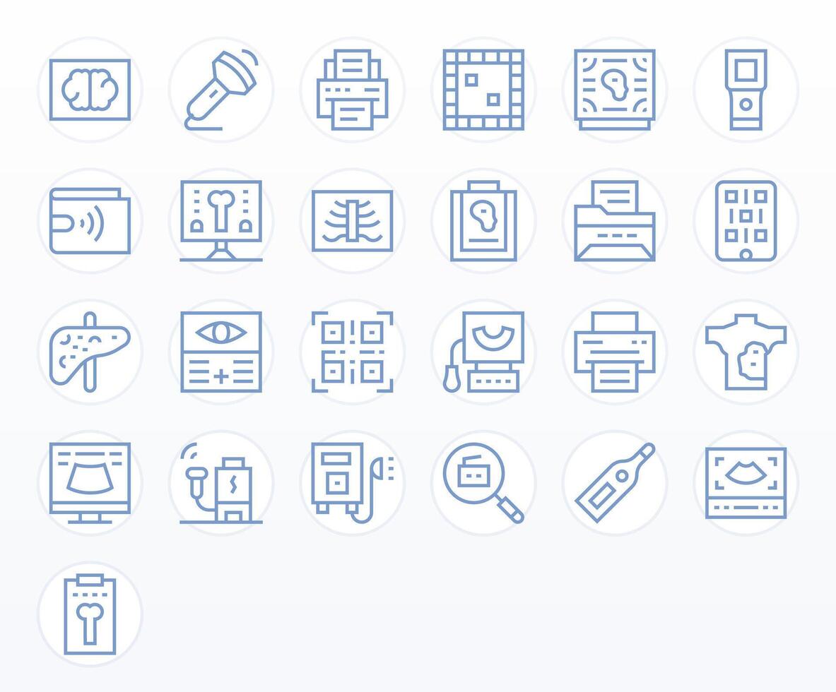 25 Pixel Optimized Regular Line Icons designed for Scan Interface vector