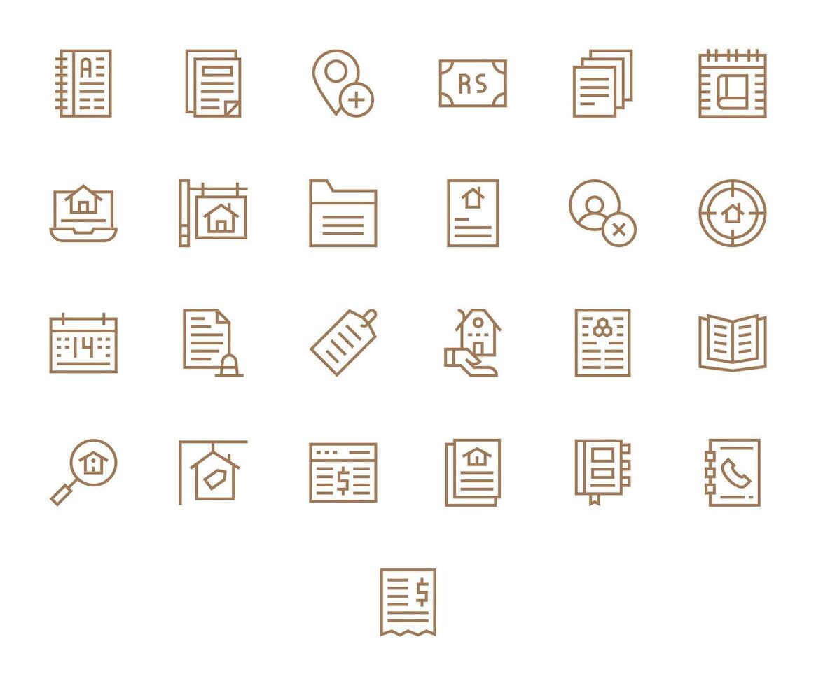 25 128x128 Regular Line Icons optimized for Listing Grid Fitted display vector