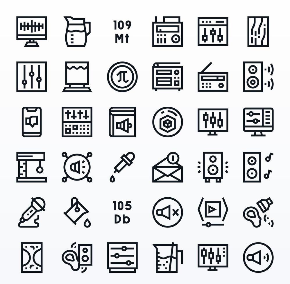 36 Pixel Optimized 256x256 Icons for Volume in elegant Bold Line design vector