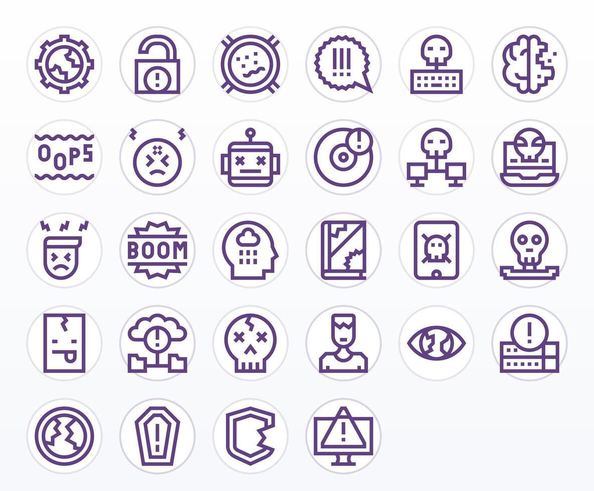 System Failure 128x128 Icon Pack with 28 Bold Line PIXEL Perfect Elements vector