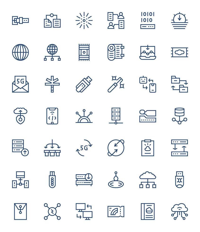 42 256x256 Regular Line Icons for Data Transfer with Editable precision vector