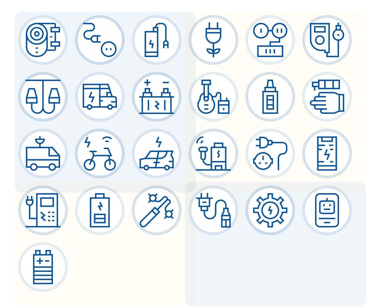 Charging Pixel Aligned Set with 25 High Resolution Regular Line Icons vector