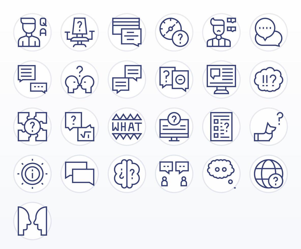 Regular Line Editable Icons from Question Set with 25 Retina Ready Icons vector