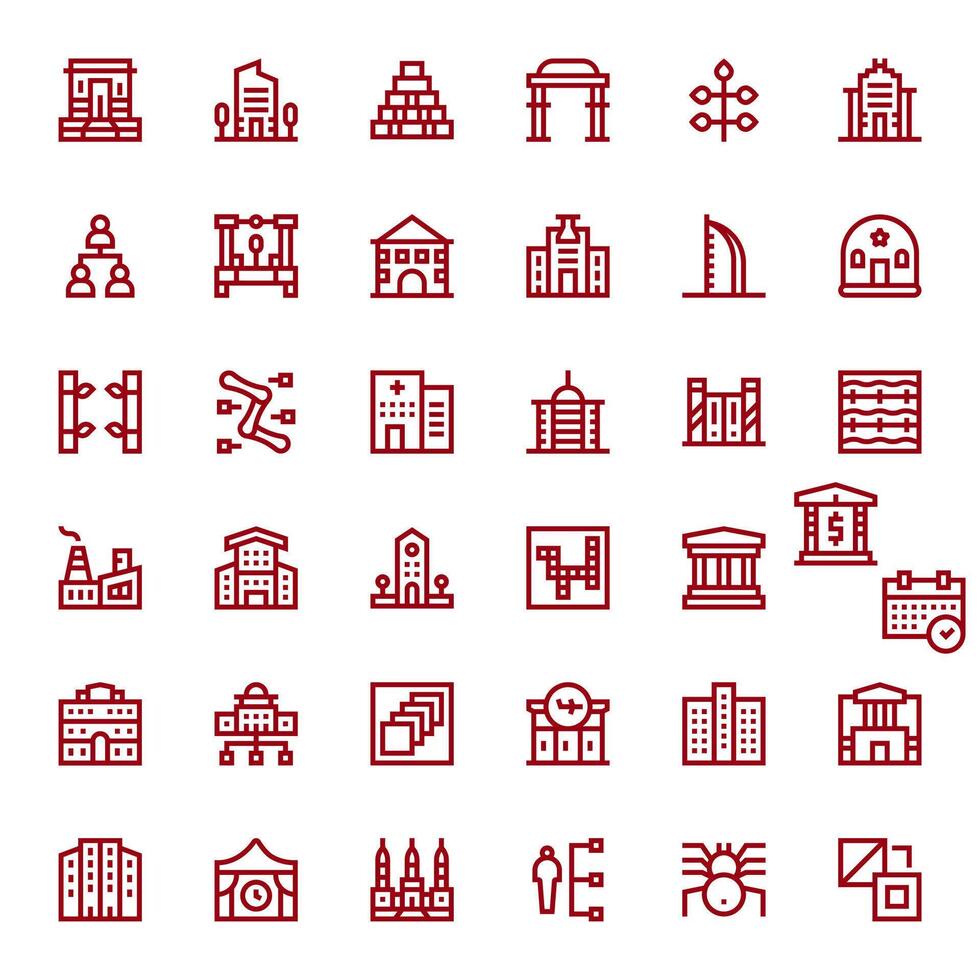 36 Icons for Structure optimized in PIXEL Perfect 256x256 Bold Line resolution vector