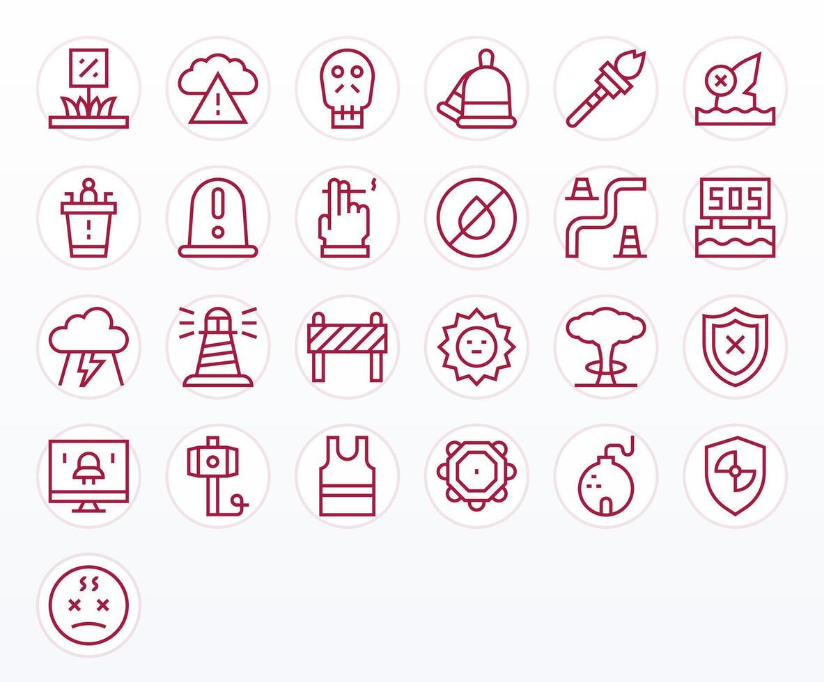 Regular Line Editable Icons from Warning Set with 25 Retina Ready Icons vector