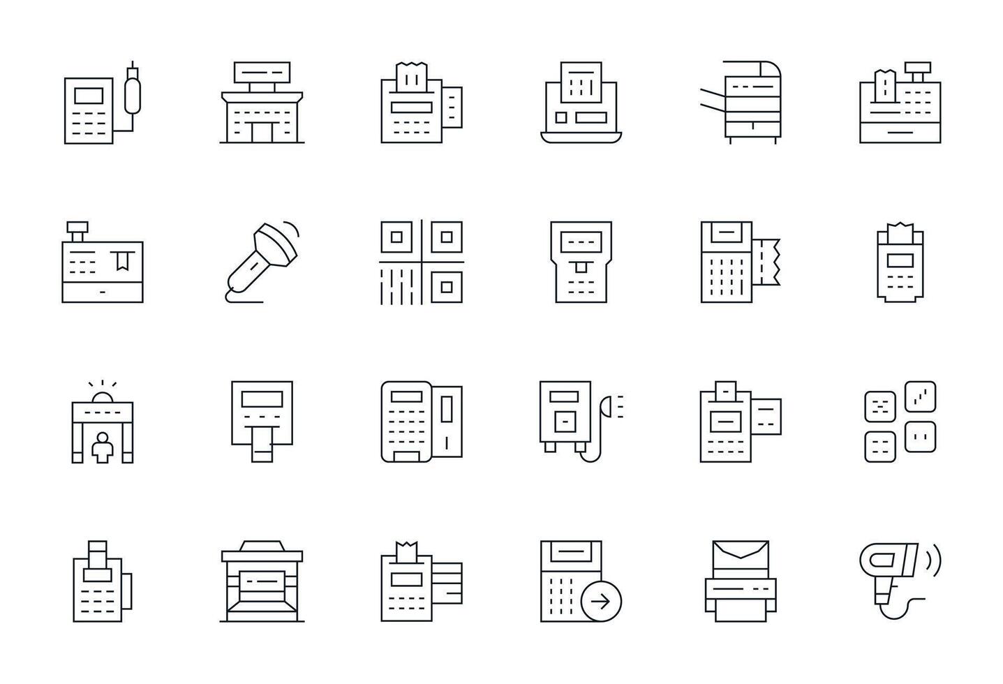 24 Icons for Scanner optimized in Display Perfect High Resolution Thin Line resolution vector