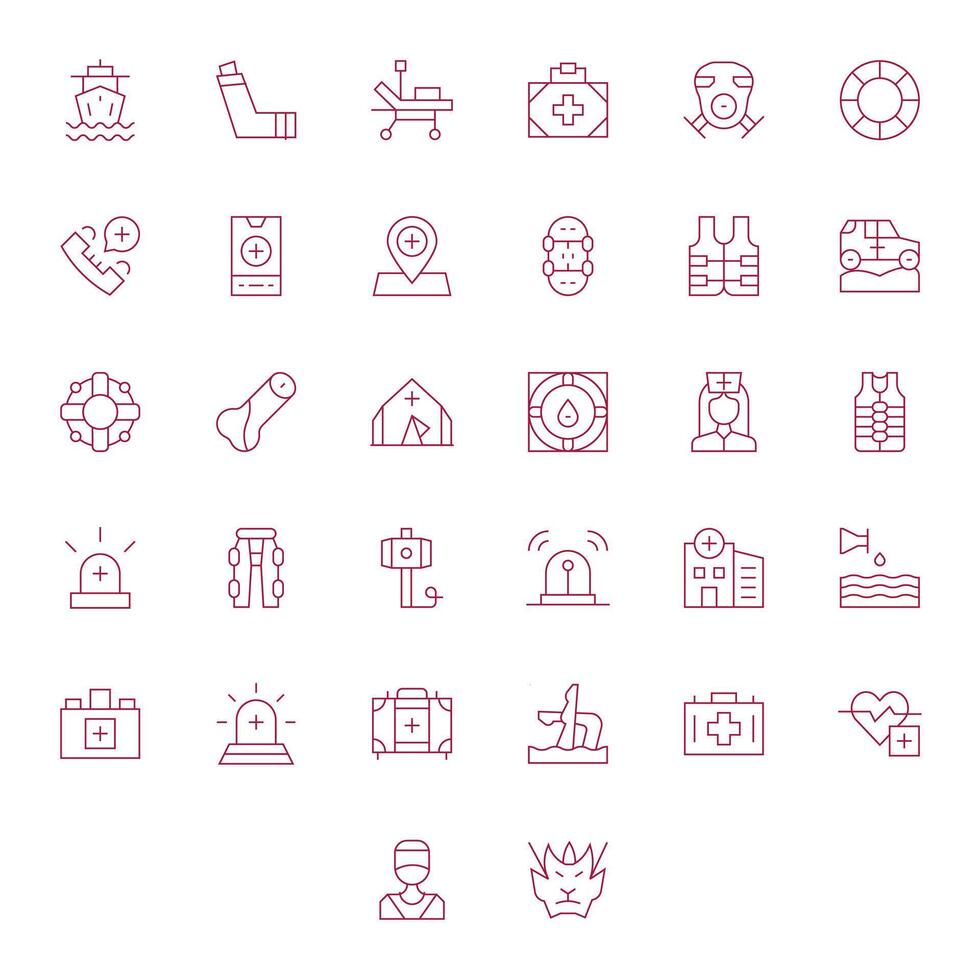 32 Display Perfect Thin Line Icons from Emergency Collection vector