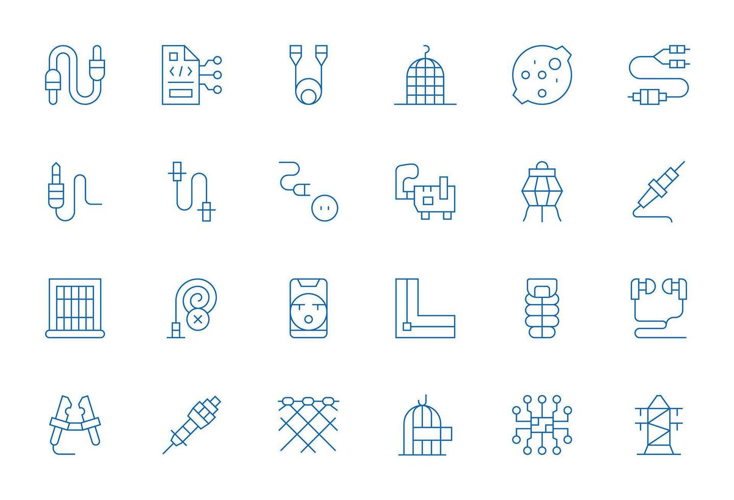 24 Display Perfect 128x128 Icons for Wire in elegant Thin Line design vector