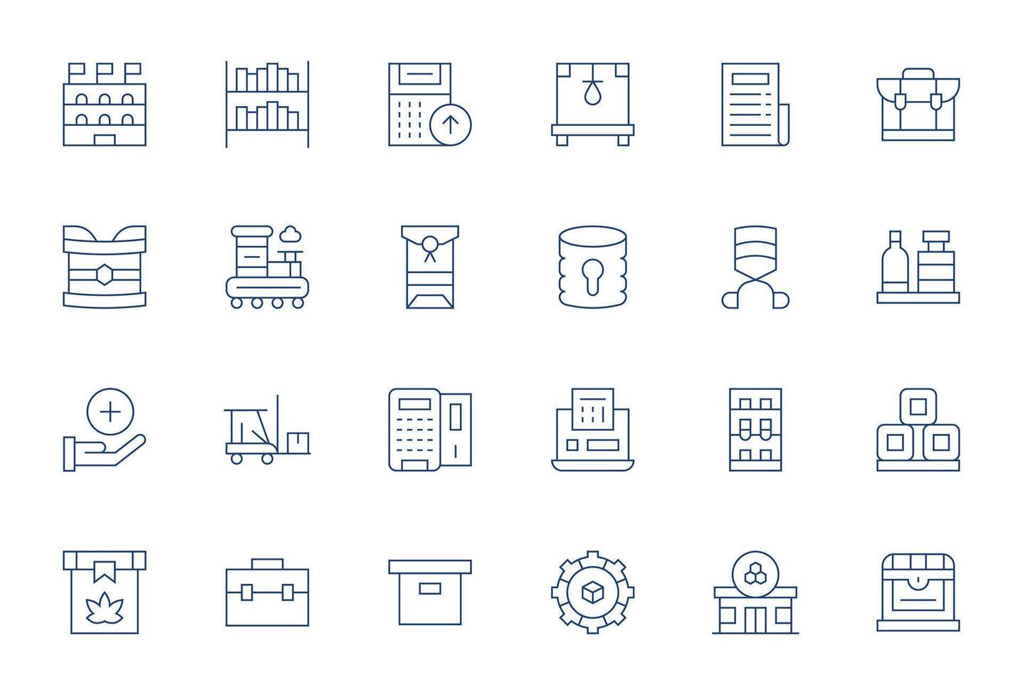 24 High Resolution PIXEL Perfect Icons for Inventory in Thin Line Theme vector