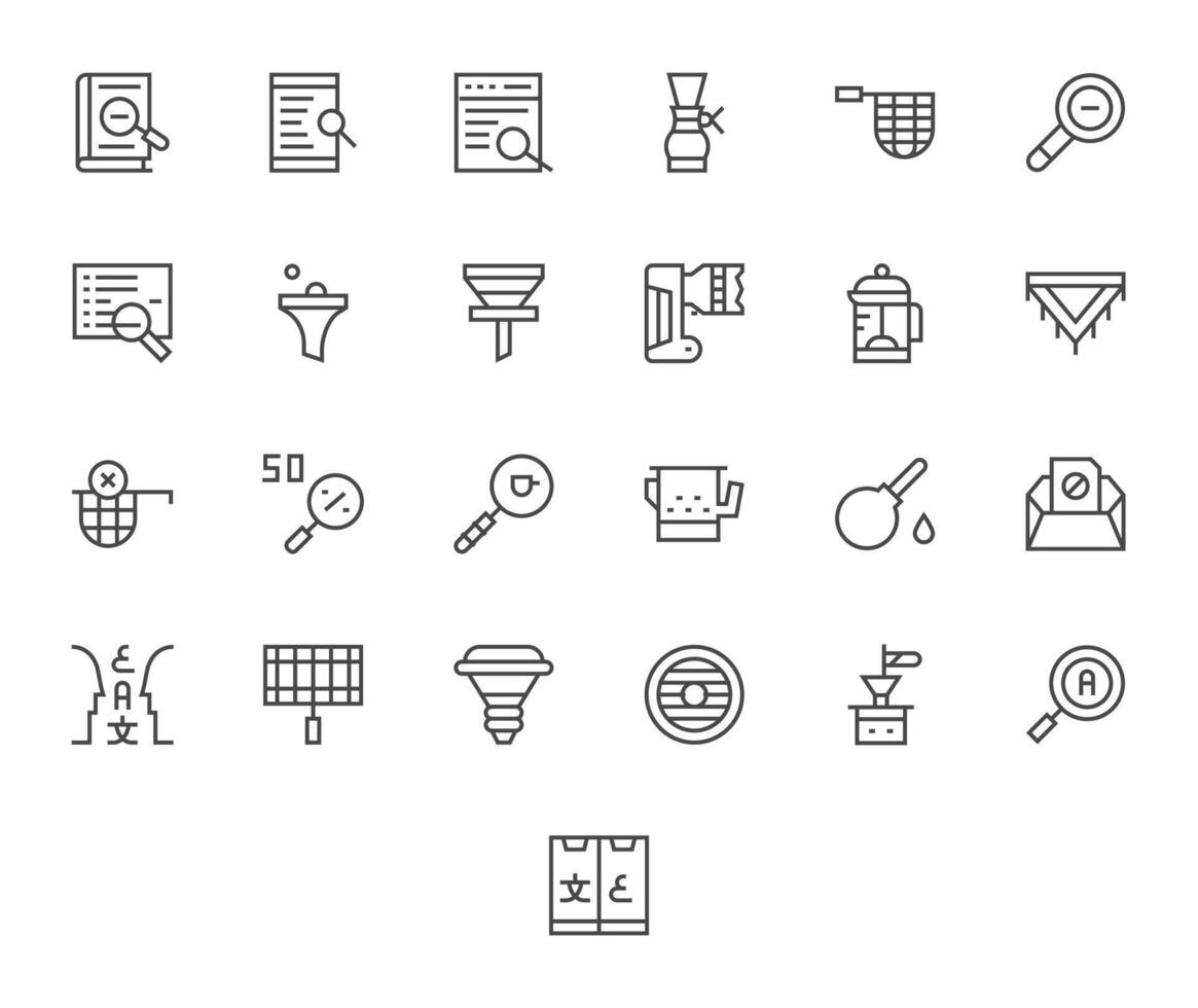 Filter Professional Set with 25 Regular Line Pixel Aligned 256x256 Icons vector