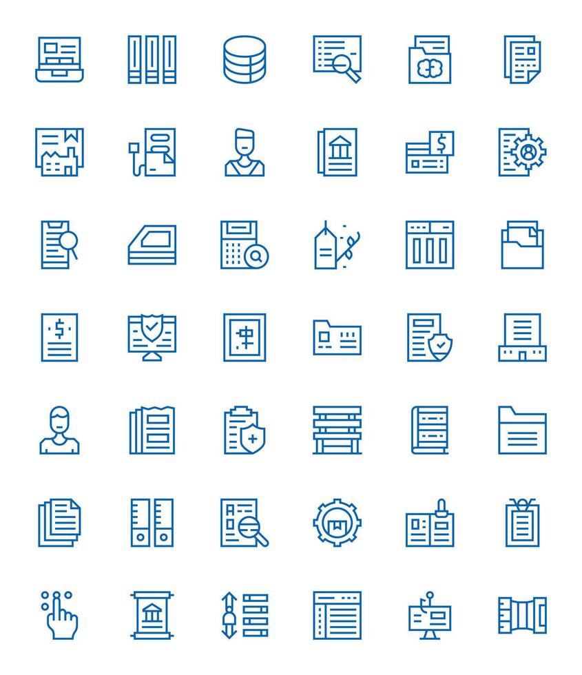 42 Records Grid Fitted Icons in 256x256 Regular Line Aesthetic vector