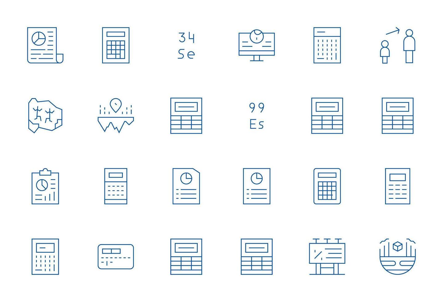 24 Retina Ready Pixel Optimized Icons for Figures in Thin Line Theme vector