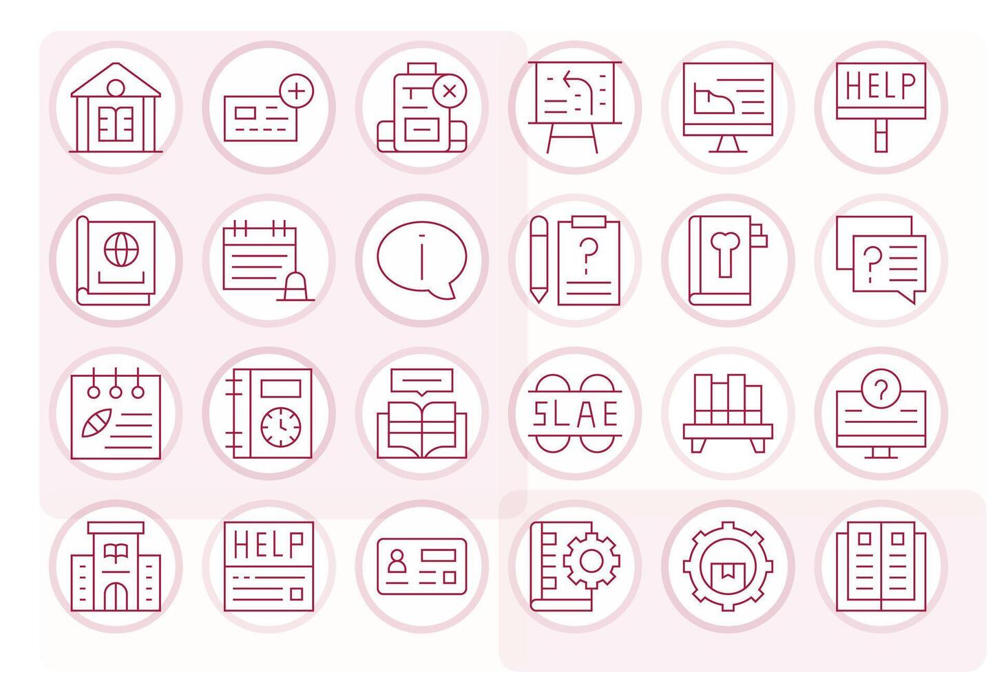 24 Thin Line Grid Fitted Icons crafted for Documentation 256x256 applications vector