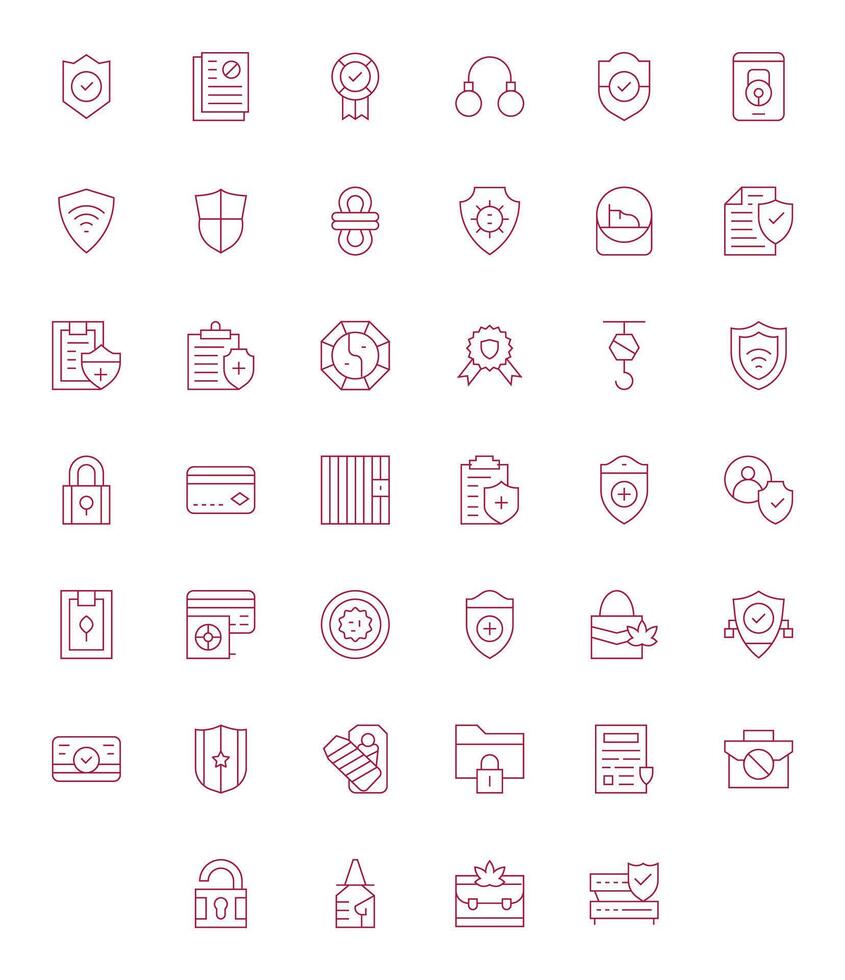 40 Detail Enhanced Thin Line Icons from Secure Collection vector