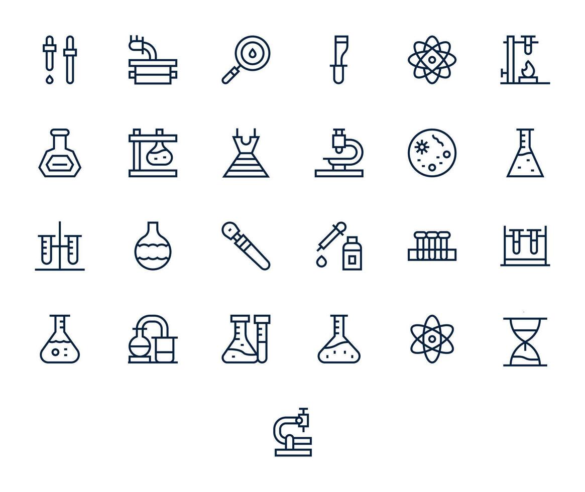 Research Lab Ultimate Package with 25 Retina Ready Regular Line Pixel Optimized Icons vector