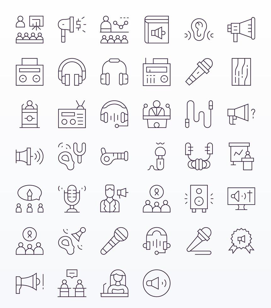 altavoz gráficos presentando 40 Delgado línea píxel optimizado alto resolución diseños vector