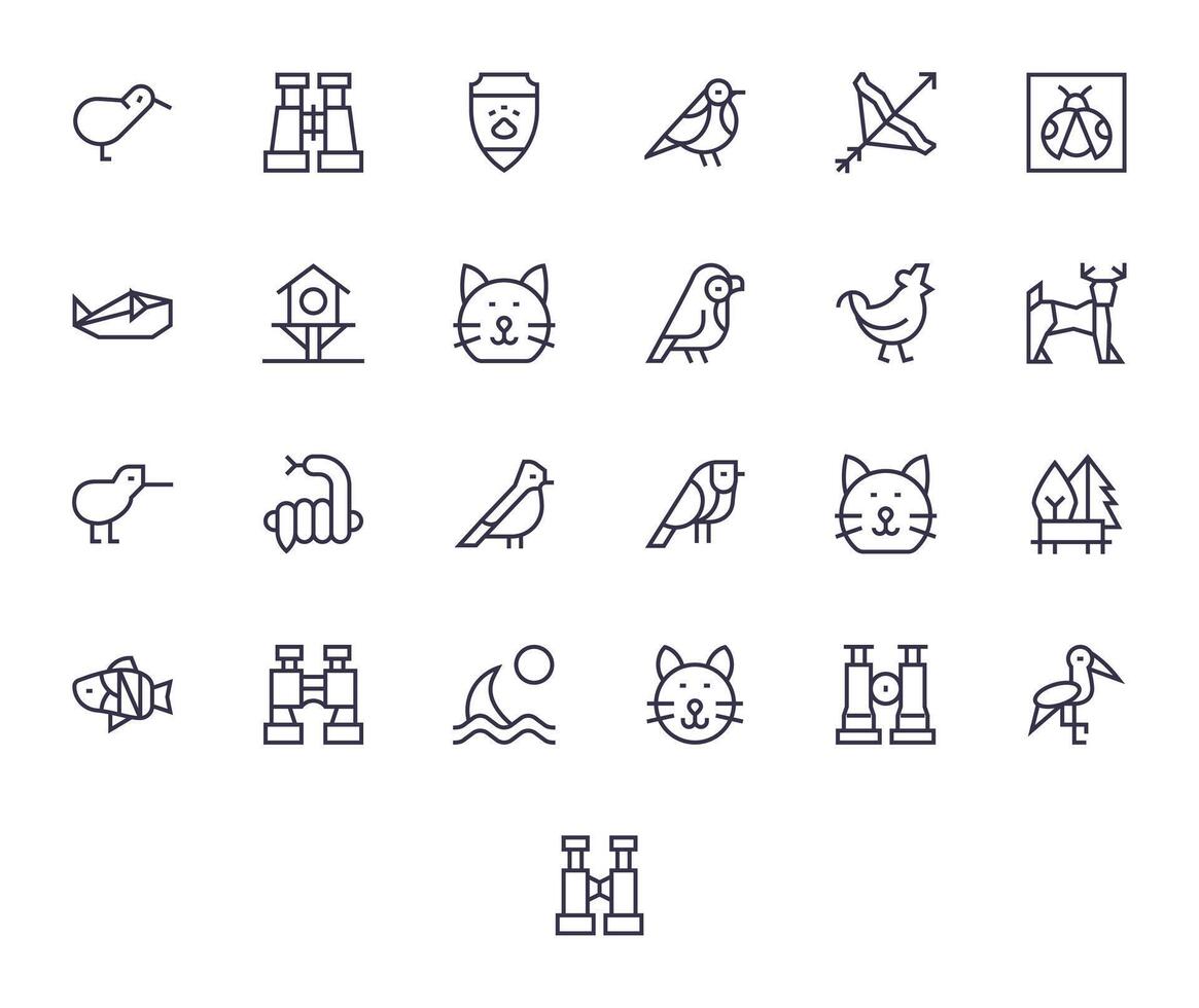 25 Regular Line Icons designed for Wildlife in 256x256 Display Perfect format vector