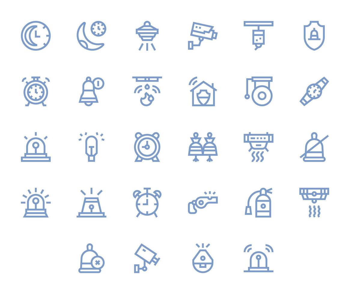 28 Editable High Resolution Icons for Alarm in elegant Bold Line design vector