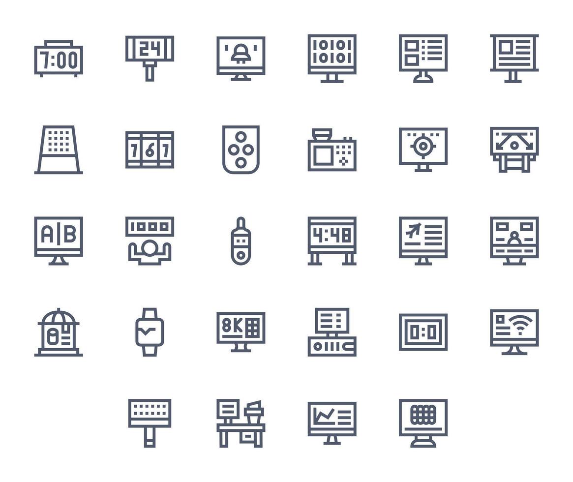 Digital Display Modern Collection with 28 Bold Line High Resolution Editable Icons vector