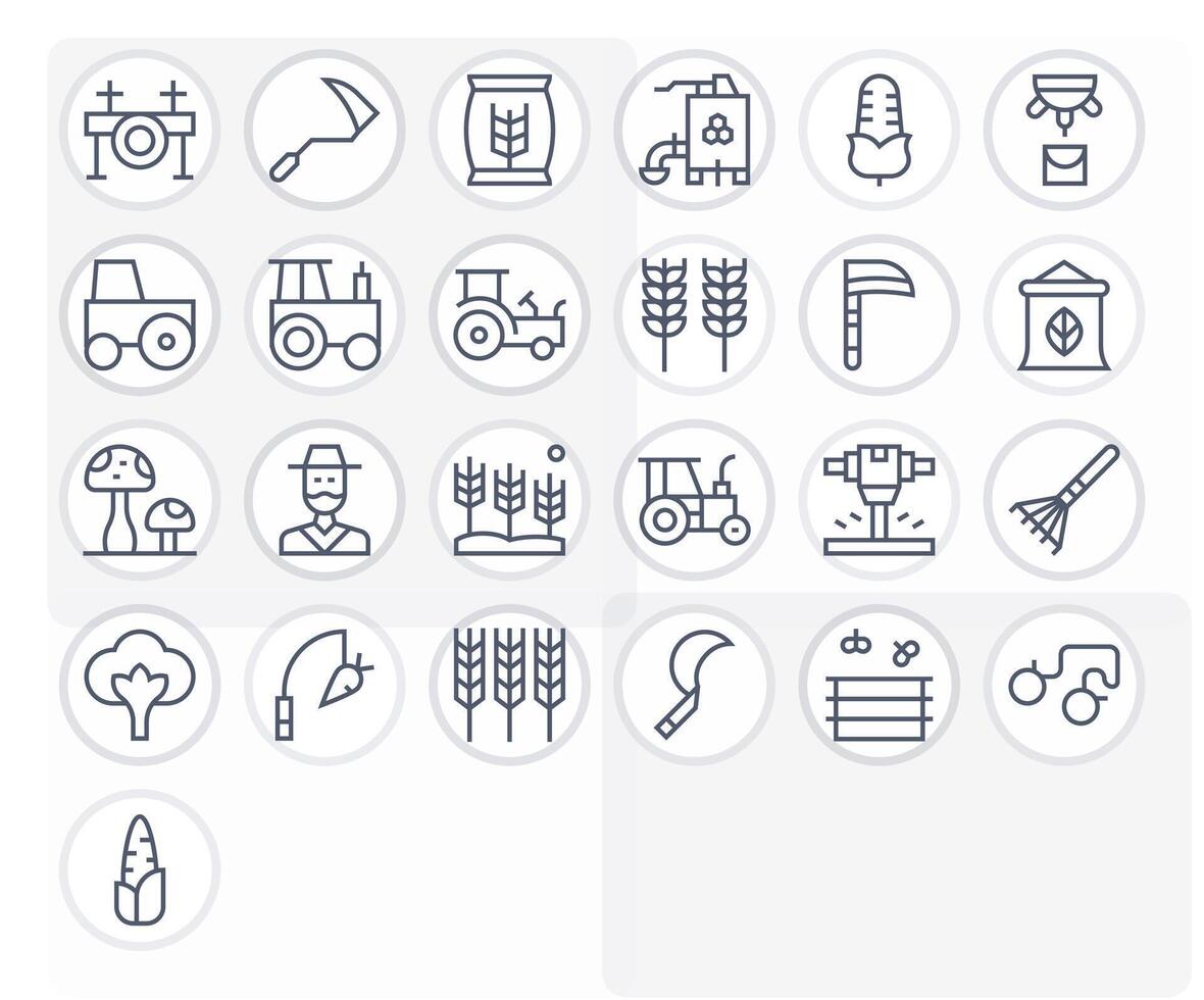 25 High Resolution Regular Line Icons for Harvesting with Detail Enhanced precision vector