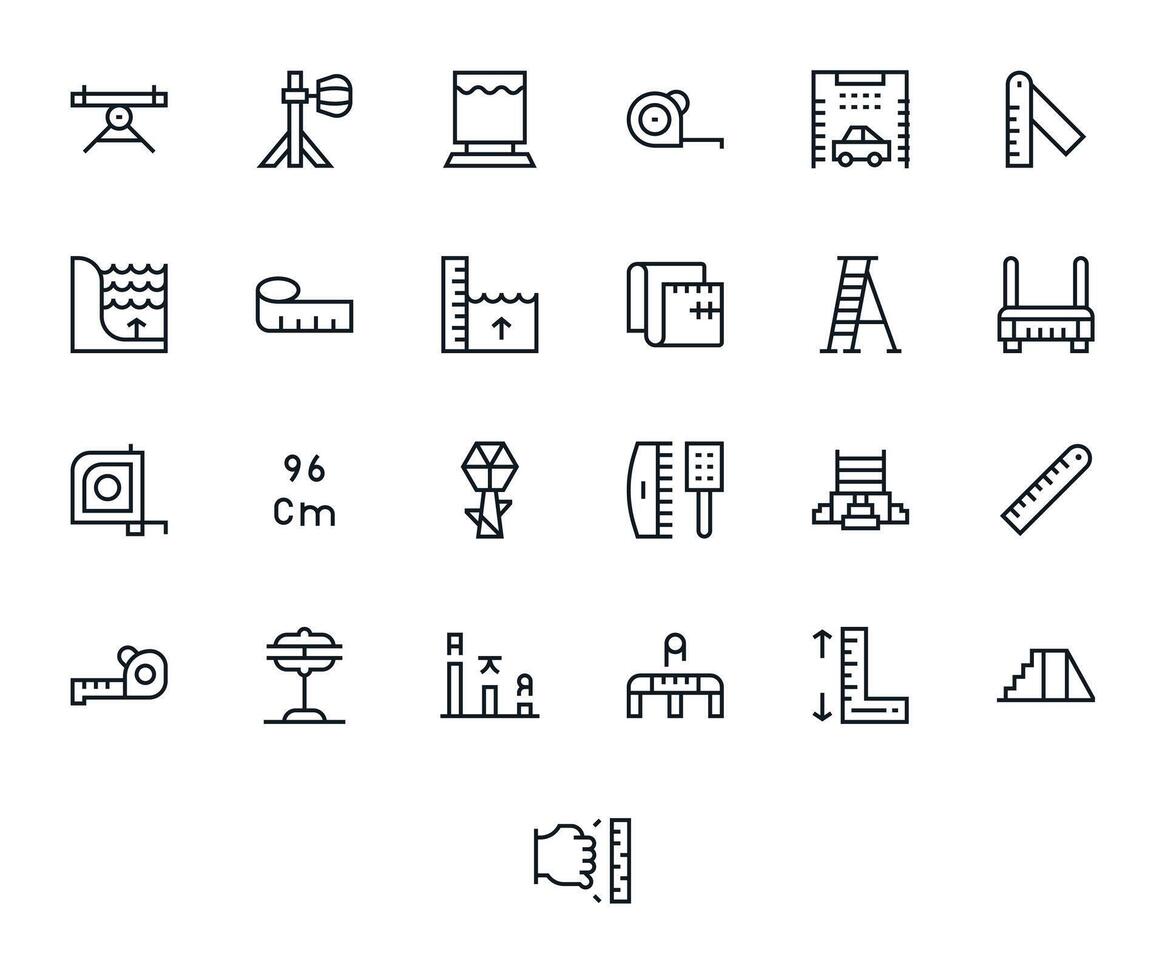 25 Icons for Height optimized in Pixel Optimized 64x64 Regular Line resolution vector