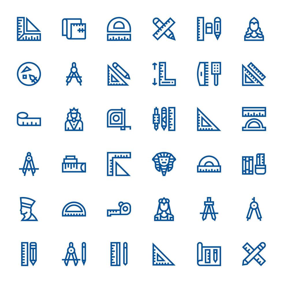 36 Icons for Ruler optimized in PIXEL Perfect 64x64 Bold Line resolution vector