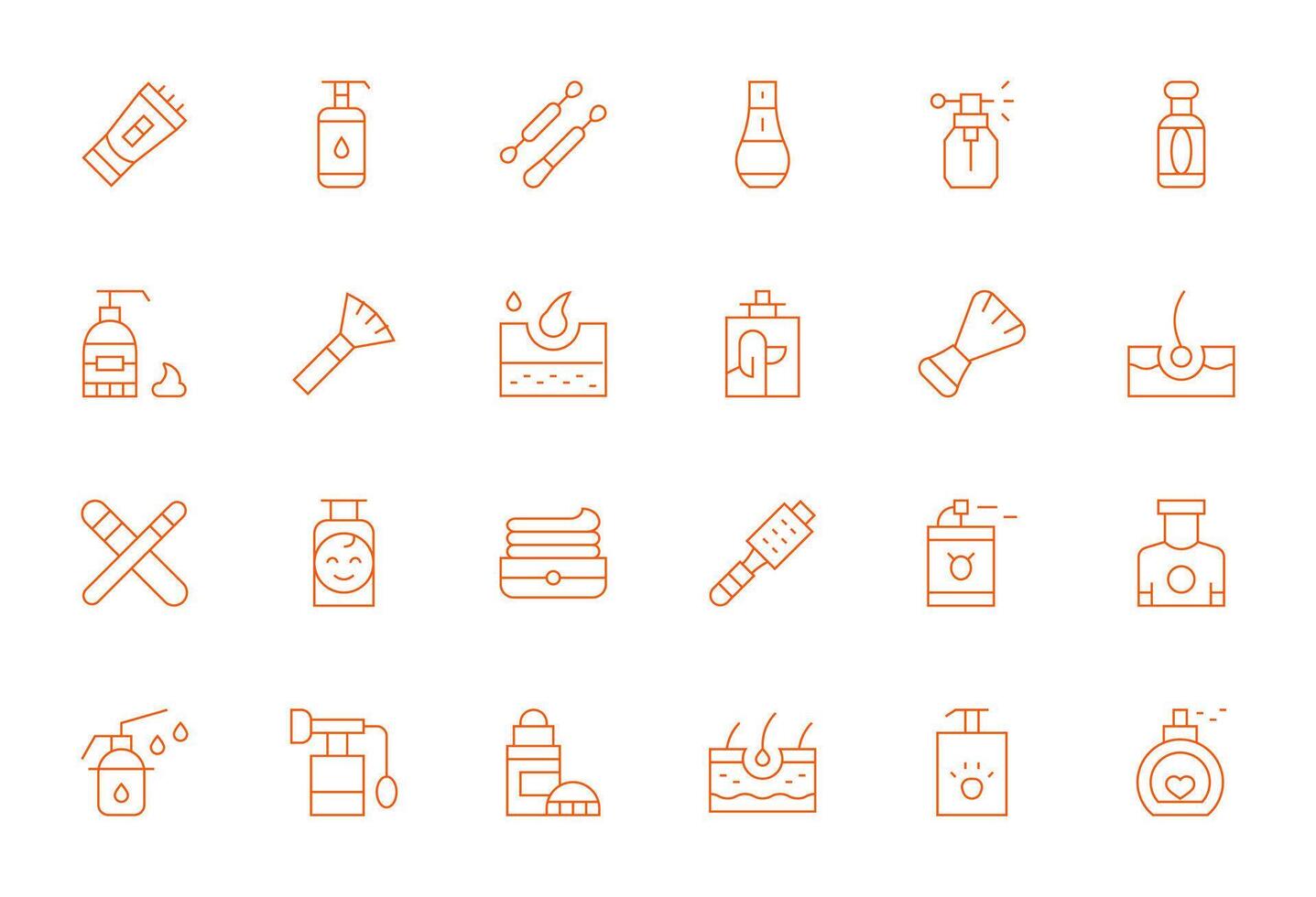 Cosmetics Graphics Pack including 24 Thin Line High Resolution Pixel Optimized Icons vector