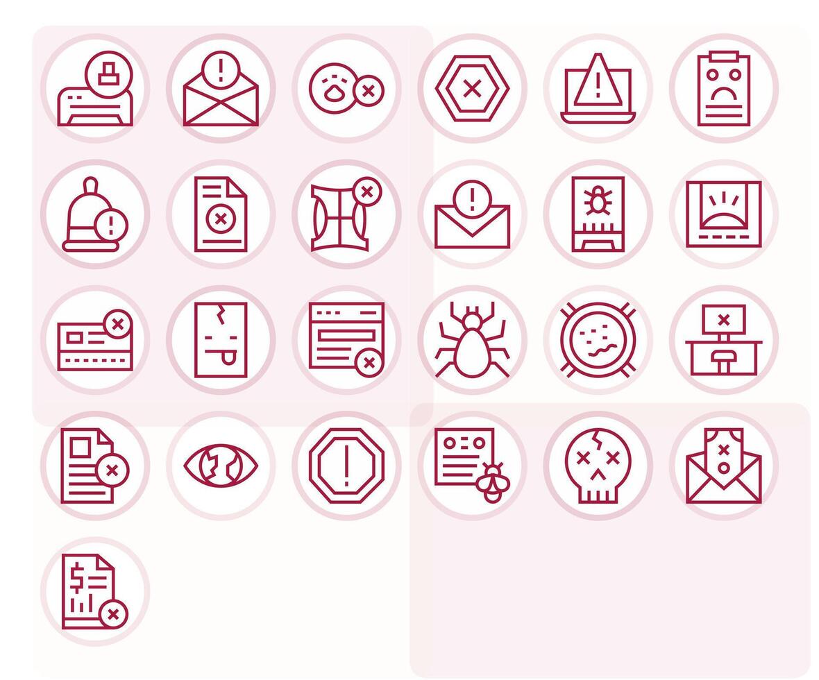 Error Message Editable Set with 25 Retina Ready Regular Line Icons vector