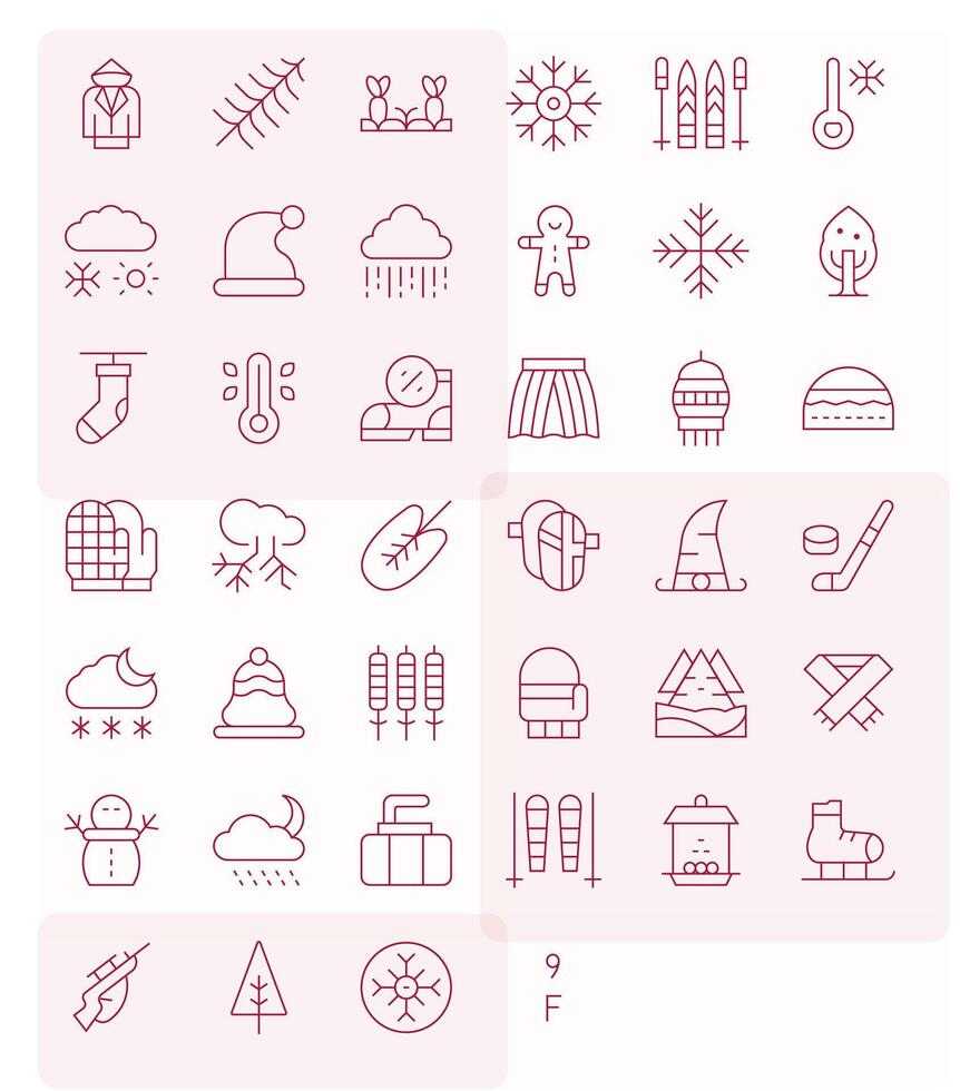 40 Editable Thin Line Icons designed for Winter Interface vector