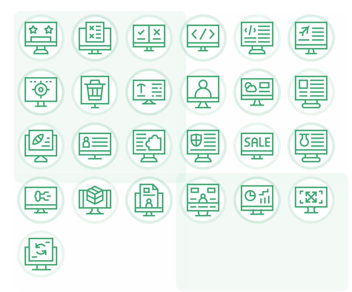 Computer Screen Ultimate Package with 25 Retina Ready Regular Line PIXEL Perfect Icons vector
