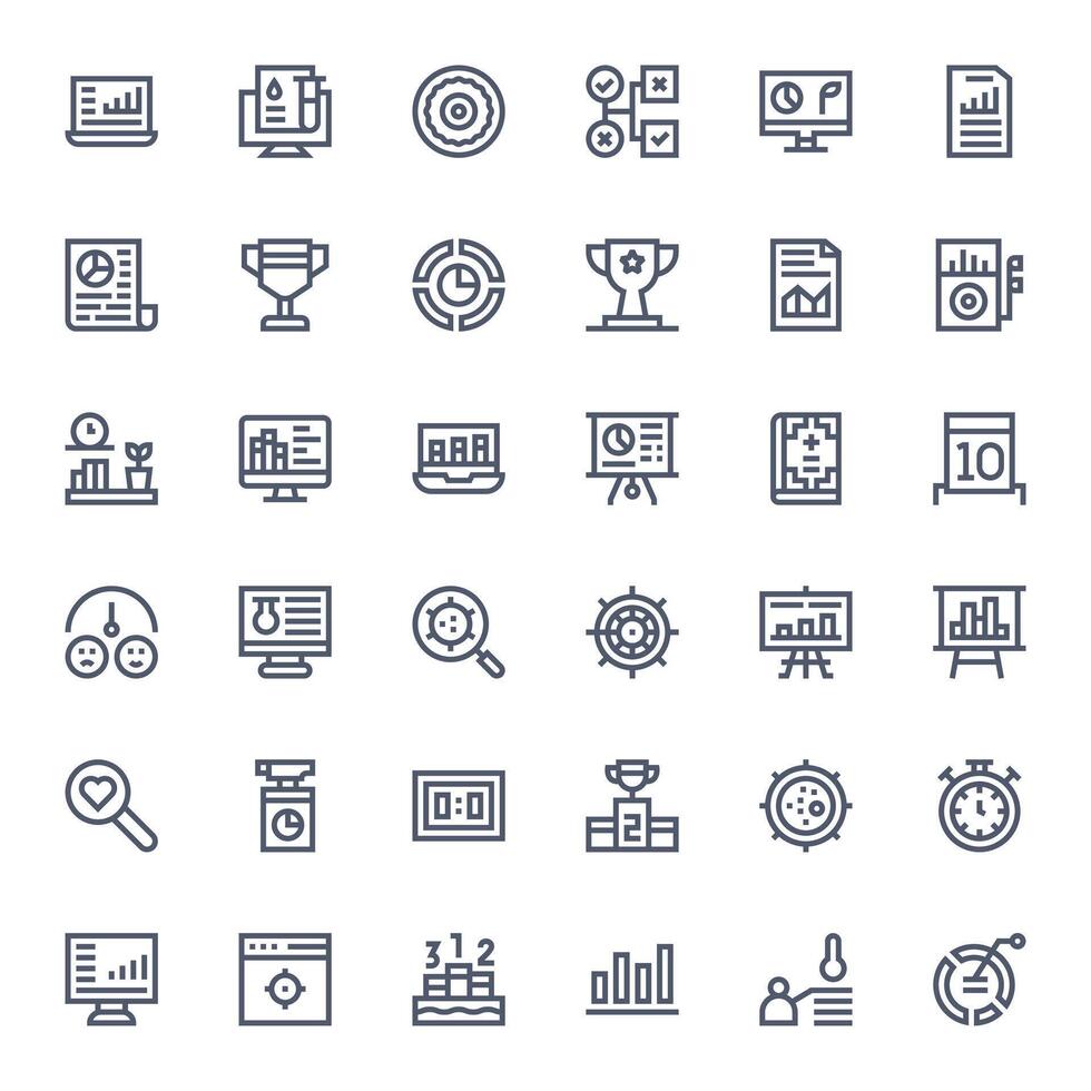 36 Bold Line Icons for Results in crisp 256x256 Pixel Optimized resolution vector