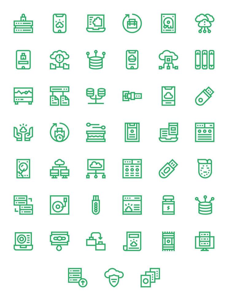 Backup Icon Set with 45 Bold Line Retina Ready Editable Graphics vector