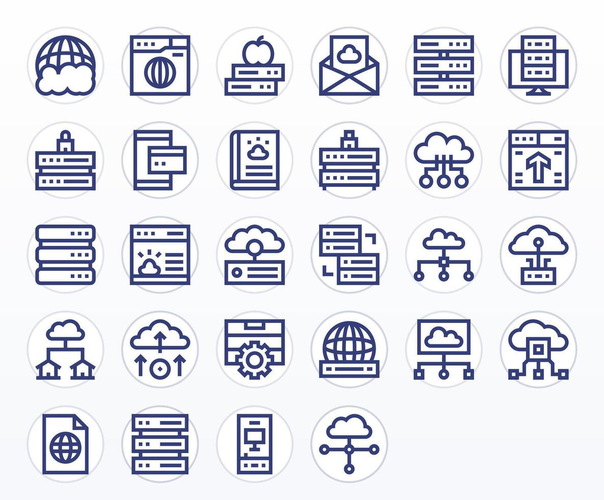 Hosting Icon Toolkit featuring 28 Pixel Optimized 128x128 Bold Line elements vector